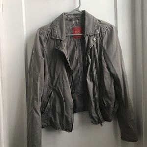 Gray fabric moto jacket
